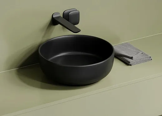 Раковина Ceramicanova Taycan CN12003MB, 37.5 см, сантехфарфор, накладная, черный матовый