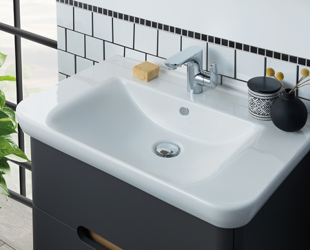 Тумба VitrA Sento с раковиной, с 2 ящиками, 80 см, с LED подсветкой, цвет матовый антрацит (ножки 61069 заказываются отдельно) 60836 Тумба VitrA Sento с раковиной, с 2 ящиками, 80 см, с LED подсветкой, цвет матовый антрацит (ножки 61069 заказываются отдельно) 60836