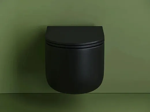 Подвесной унитаз Ceramicanova Ulma, CN4006MB, безободковый, крышка-сиденье микролифт, черный матовый, сантехфарфор