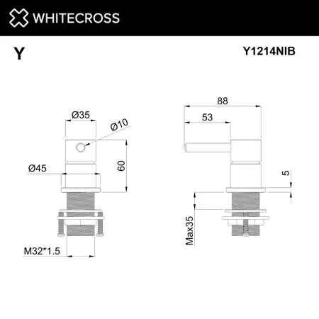 Смеситель для умывальника скрытого монтажа Whitecross Y Y1214NIB брашированный никель