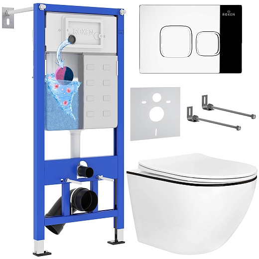 Комплект инсталляции с унитазом 6 в 1 Roxen StounFix Dual Fresh 964686 (состоит из: 710200, Santi 410280CH, 530110-01B)