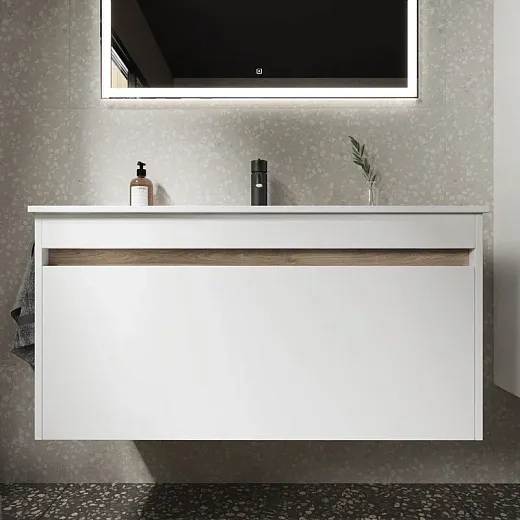 Тумба под раковину Sancos Smart 100, подвесная, белый глянец, SM100W