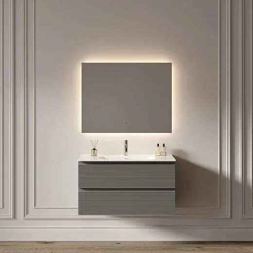 Зеркало Sancos Square 2.0 SQ2.900, 90 x 70 см, с подсветкой, c сенсорным выключателем, цвет белый