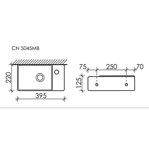 Умывальник Ceramicanova Element 40см подвесной черный матовый, CN5045MB