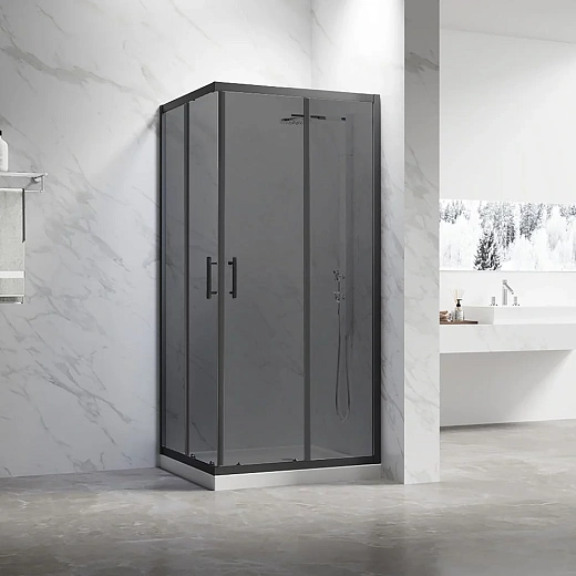 Душевой уголок Veconi RV-27B 110x80 стекла тонированные, профиль черный матовый