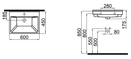 Раковина мебельная IDevit Merkur 46x60, 0201-5605