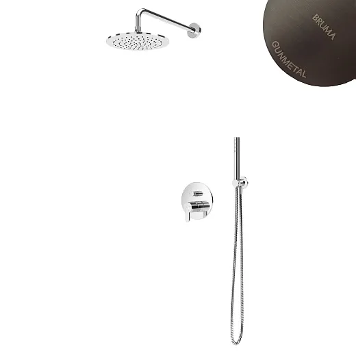 Душевая система Bruma Leaf 1677231MG Gunmetal скрытого монтажа оружейная сталь матовая