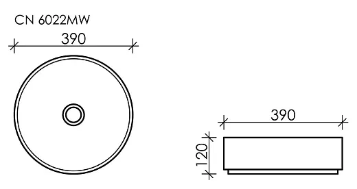 Умывальник Ceramicanova Element CN6022MW 39х39х12см накладной круглый без перелива, CN6022MW