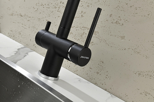 Смеситель для кухни Paulmark Serpentine Se213222-418 чёрный металлик