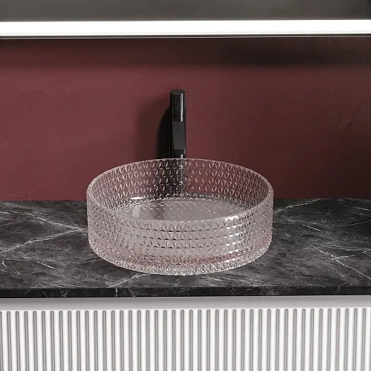 Раковина Ceramicanova Cristal CN6061, 36 см, стекло, цвет розовый