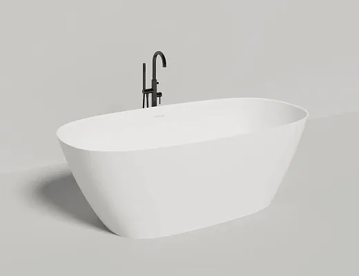 Ванна Salini Sofia 102529MF, 185 х 90 см, из искусственного камня S-Stone, цвет белый матовый, покраска по RAL полностью