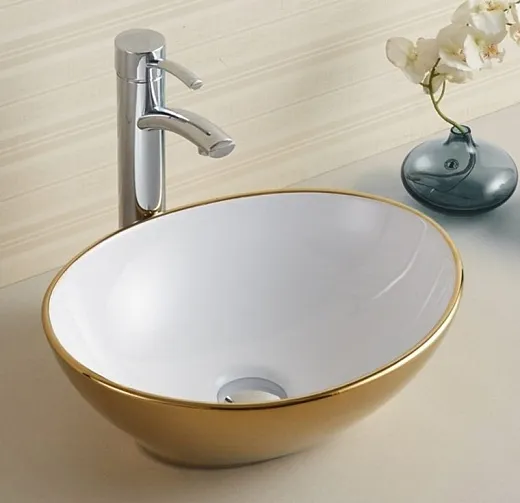 Умывальник Rea SOFIA GOLD / WHITE 41х34 золото/белый, REA-U0456S