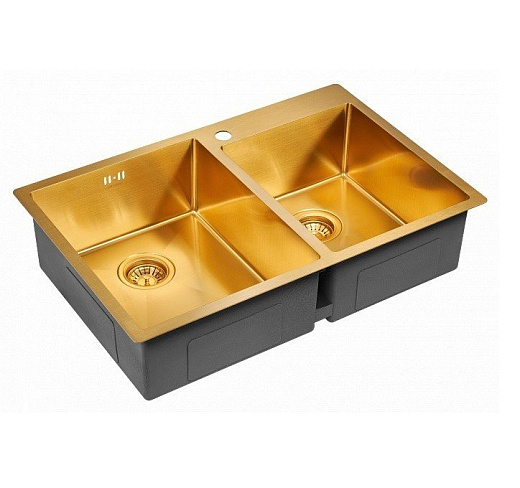Кухонная мойка Paulmark Kroner 78/2S PM237851-BG брашированное золото