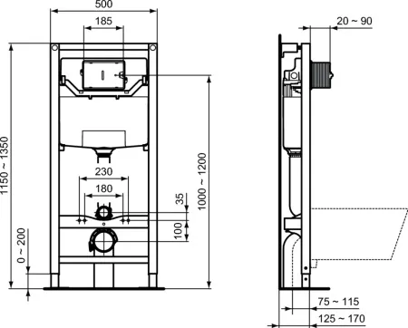 Промо комплект:  инсталляция с унитазом Ideal Standard Air Connect Aquablade E212101