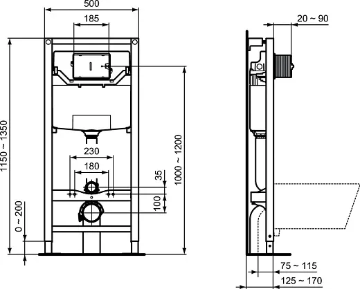 Инсталляция + унитаз Ideal Standard Connect с сиденьем Soft Close