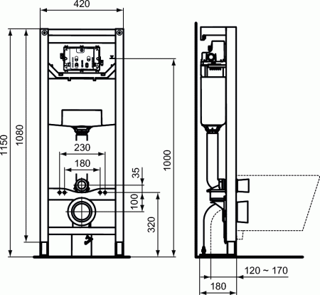 Система инсталляции для унитазов свободностоящая Ideal Standard Prosys Frame 120 P R009667 (пневматическая) Система инсталляции для унитазов свободностоящая Ideal Standard Prosys Frame 120 P R009667 (пневматическая)