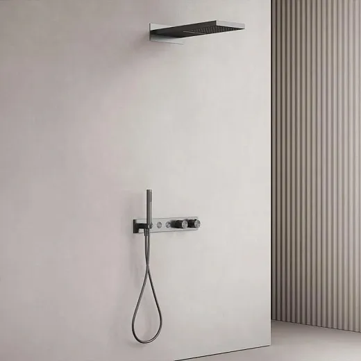 Душевая система Sancos Linn SC9023GG, термостатическая, вороненая сталь