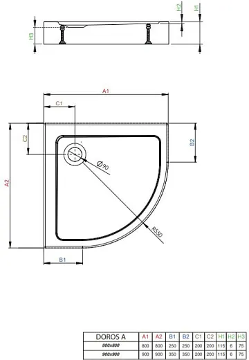 Душевой поддон Radaway DOROS A Compact 90x90