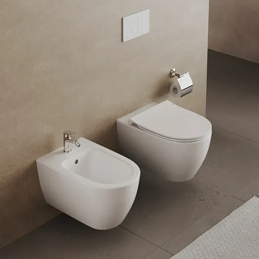 Комплект: инсталляция OLI 120 с кнопкой Slim хром матовый и унитаз подвесной Ideal Standard i.life O Tornado HydroTwist с тонким сиденьем Soft-Close