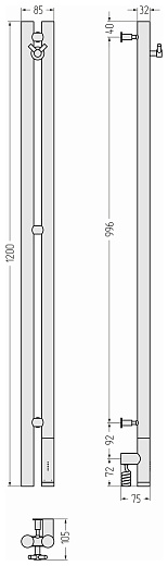 Полотенцесушитель электрический Сунержа Нюанс 3.0 1200 правый золотой шёлк