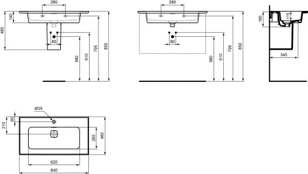 Раковина Ideal Standard Strada II Vanity  84x46 подвесной