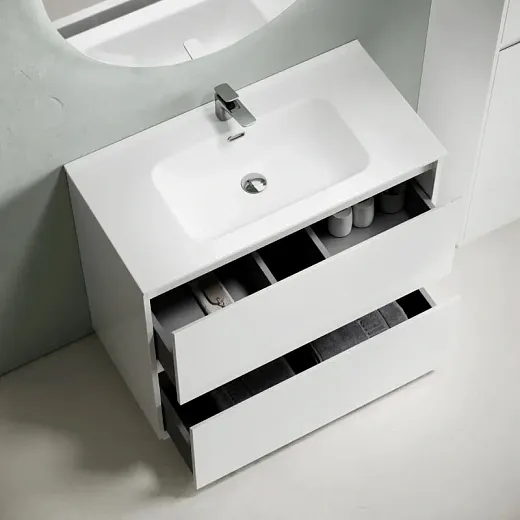 Тумба под раковину Sancos Libra Floor LB90FW, 90 см, напольная, цвет белый глянцевый
