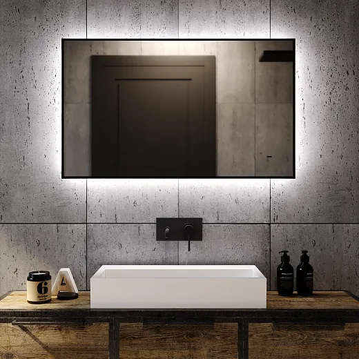 Зеркало Raval Альтера Black 60х100 бесконтакт Гор/верт, AltBl.02.600x1000/W/RL