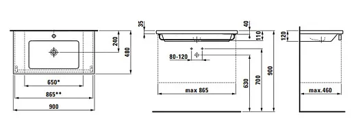 Умывальник Laufen Living Square, 8.1643.3.000.104.1