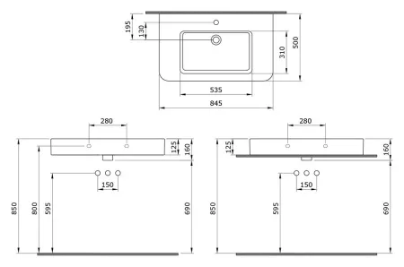 Раковина подвесной Bocchi Parma 85x50 , белая