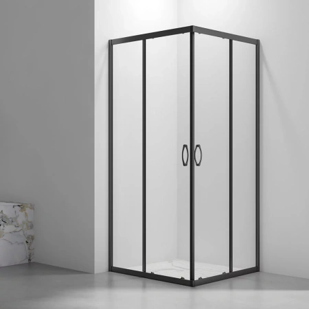 Душевой уголок Veconi Rovigo RV-101B 80x80 прозрачные стекла / профиль черный матовый