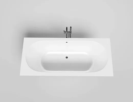 Ванна Salini Ornella Axis 103411MF, 180 х 80 см, из искусственного камня S-Sense, цвет белый матовый, покраска по RAL полностью