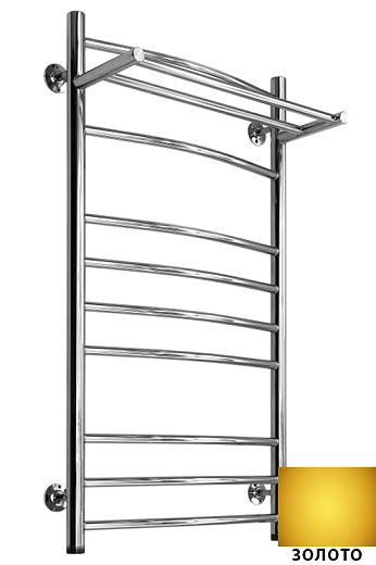 Полотенцесушитель Ростела Свирель D+ нижнее подключение 1" 50x100 11 перекладин с полкой золото