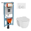 Комплект: подвесной безободковый унитаз S40 SmoothFlush с тонким сиденьем с микролифтом, инсталляцией и панелью управления глянцевый хром [9860B003-7200]