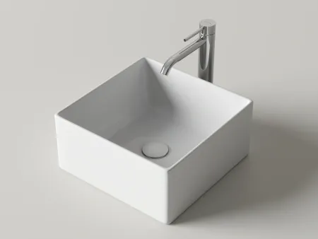 Умывальник накладной Ceramicanova Адель (Adele) 34.5x34.5x16см, квадрат белый, CN6086
