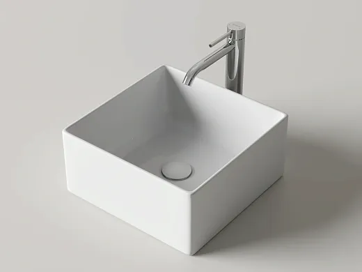 Умывальник накладной Ceramicanova Адель (Adele) 34.5x34.5x16см, квадрат белый, CN6086