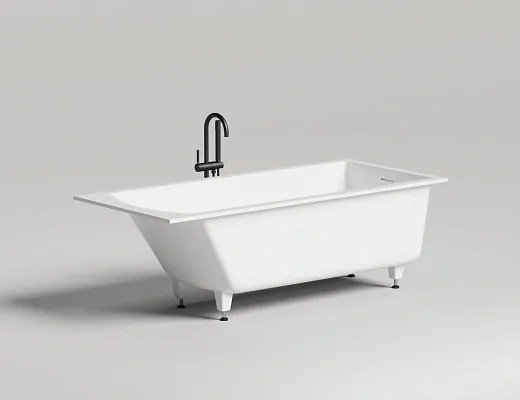 Ванна Salini Cascata Kit 104513MF, 180 х 80 см, из искусственного камня S-Sense, с донным клапаном, цвет белый матовый, покраска по RAL полностью