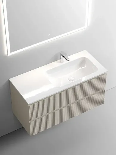Тумба под раковину Sancos Snob T 100 см подвесная, правая, Beige Soft, SNT100RCE