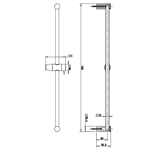 AQM8202B Душевая штанга AQUAme 684мм, Черный