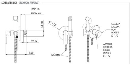 Гигиенический душ со смесителем Remer Energy EY65W