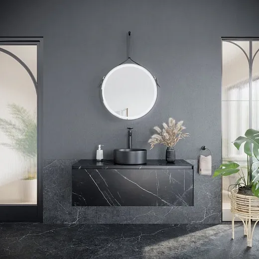 Тумба под раковину Sancos Stone 120, подвесная, Nero Marquina (черный мрамор), ST120NM