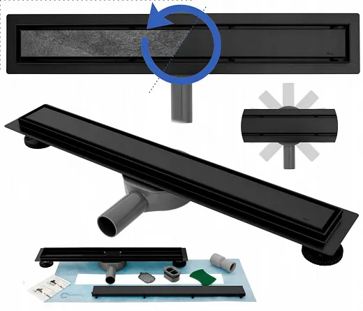Душевой лоток с решеткой Rea Neo&Pure 500 N PRO Black черный