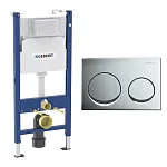 Инсталляция для унитаза Geberit Alpha 112см с кнопкой Geberin Alpha 20 два режима, глян.хром