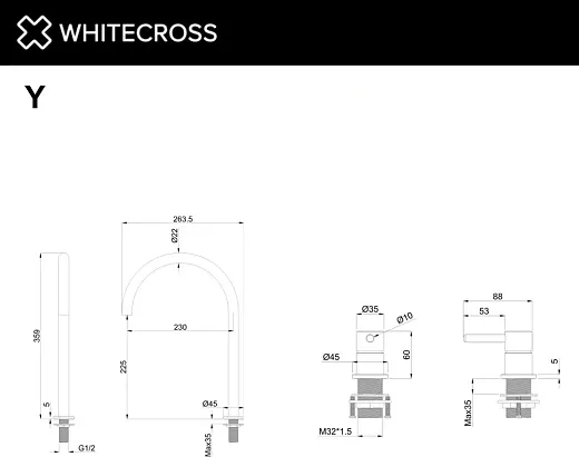 Смеситель для умывальника с выносным управлением Whitecross Y Y1218BL чёрный матовый