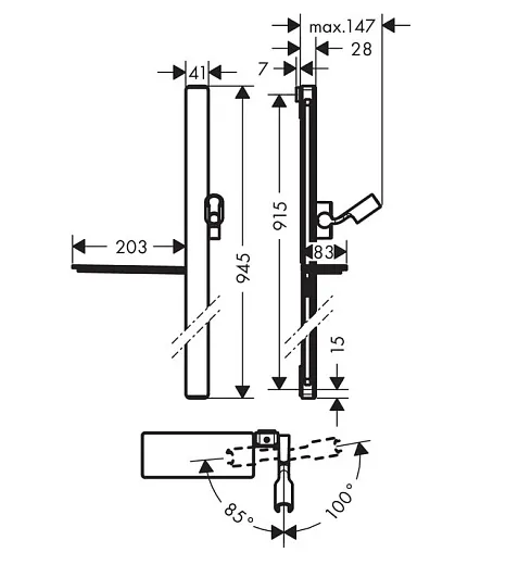 Штанга для душа Hansgrohe Unica 90 см, 27640000, хром