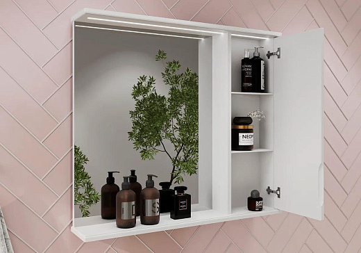 Шкаф с зеркалом Volna Adel 80 белый правый