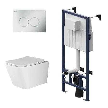 Инсталляция Am.Pm ProC, с безободковым унитазом Ceramicanova Metric Rimless, сиденье микролифт, клавиша смыва, I012707/CN3007/I070131