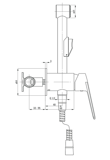 Смеситель для биде скрытого монтажа с гигиеническим душем Deante Jasmin BGJ_N34M черный матовый