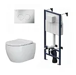 Инсталляция Am.Pm ProC, с безободковым унитазом Ceramicanova Play Rimless, сиденье микролифт, сантехфарфор, клавиша смыва, I012707/CN3001/I070131