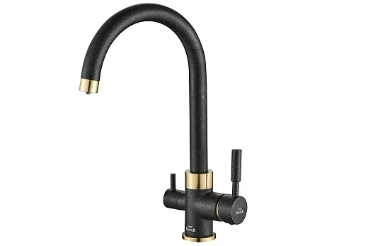 Смеситель для кухни ZorG Steel Hammer SH 713 черный + бронза