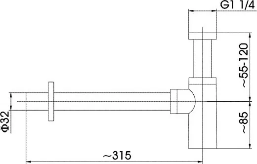 Сифон для умывальника Armatura Black 600-003-81 черный